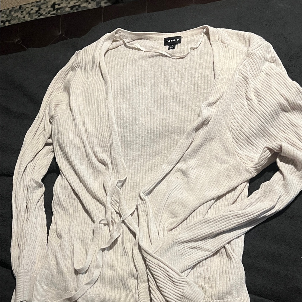 Torrid Cream Ribbed Cardigan